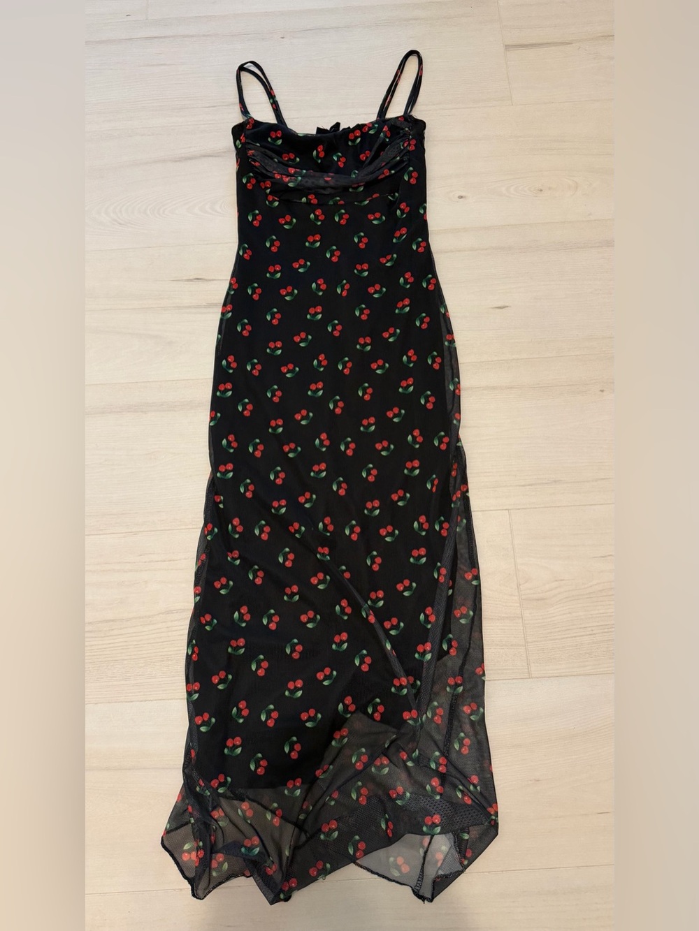 See You Monday Black Cherry-Print Midi Dress